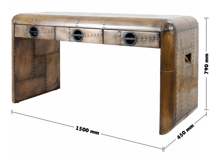 Vintage Aluminium Study Table AIRCRAFT BRASS Size Chart