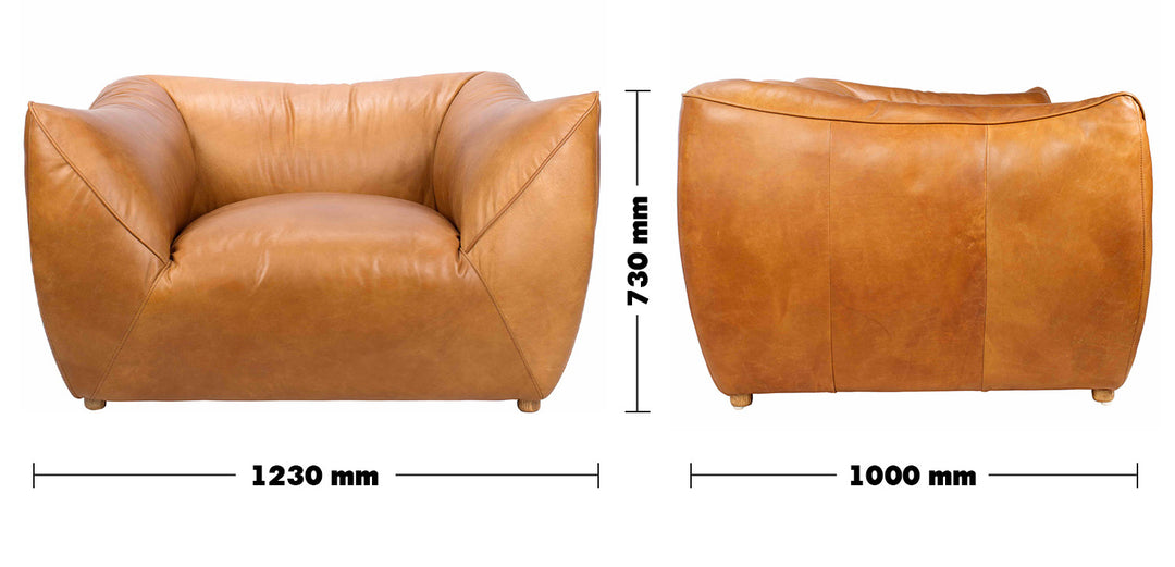 Vintage Genuine Leather 1 Seater Sofa BEANBAG Size Chart
