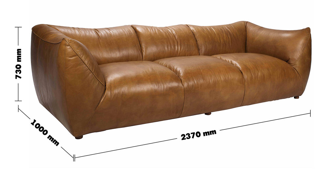 Vintage Genuine Leather 3 Seater Sofa BEANBAG Size Chart