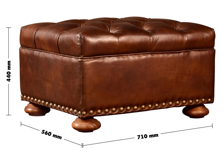 Vintage Genuine Leather Ottoman CHESTERFIELD Size Chart