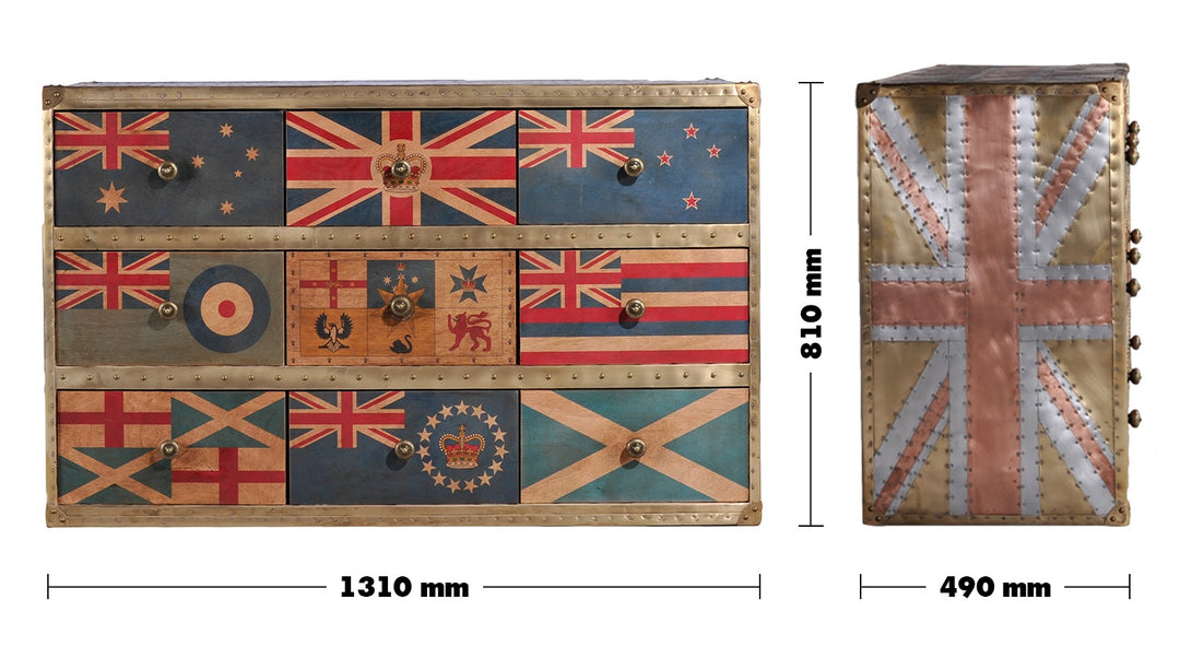 Vintage Aluminium Drawer Cabinet JET UK FLAG Size Chart