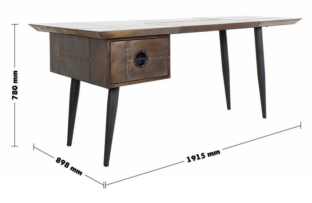 Vintage Aluminium Study Table JETBRASS Size Chart