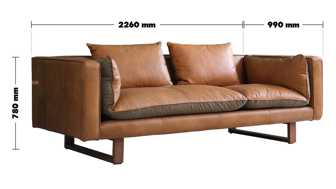 Vintage Genuine Leather 3 Seater Sofa CANVAS NUT Size Chart