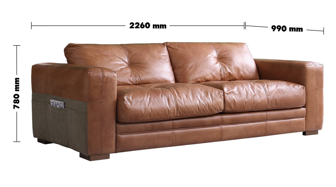 Vintage Genuine Leather 3 Seater Sofa CANVAS TER Size Chart