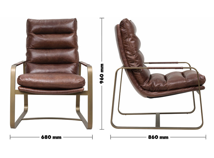 Vintage Genuine Leather 1 Seater Sofa BARDO Size Chart