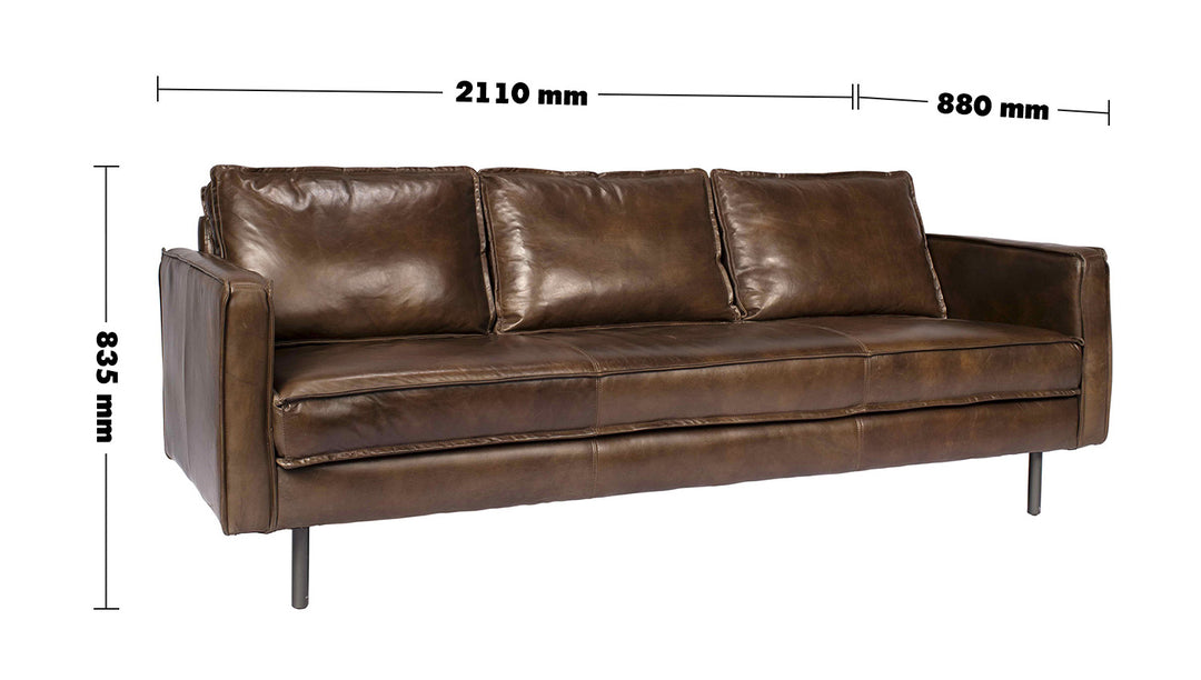 Vintage Genuine Leather 3 Seater Sofa BELGIAN Size Chart