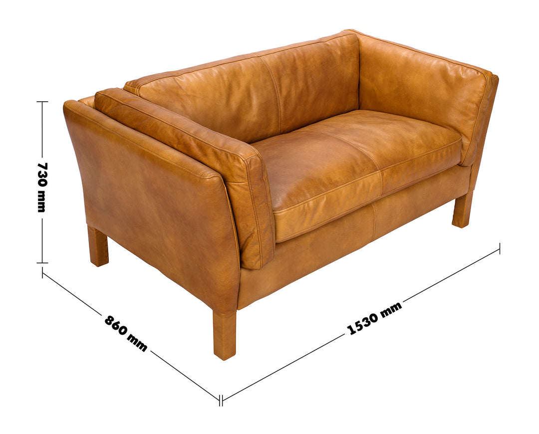 Vintage Genuine Leather 2 Seater Sofa REGGIO Size Chart