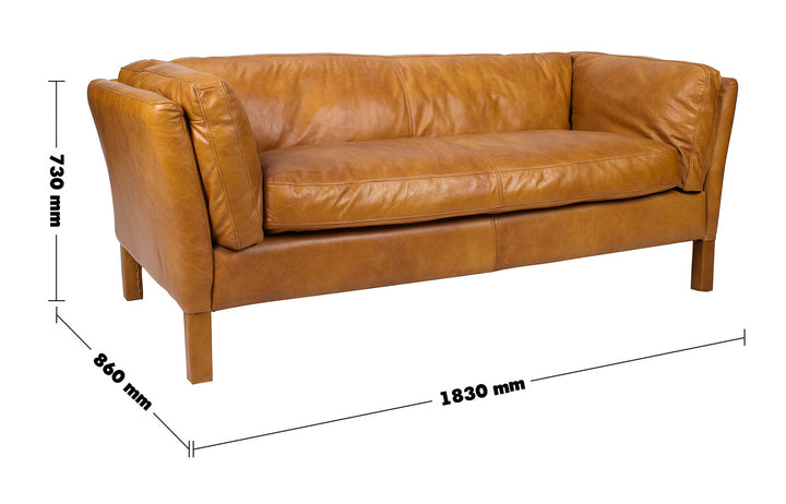 Vintage Genuine Leather 3 Seater Sofa REGGIO Size Chart