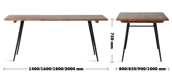 Vintage Wooden Dining Table RUSTIC Size Chart