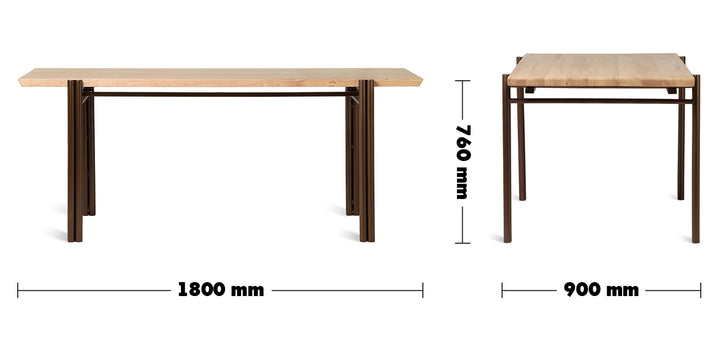Vintage Wooden Dining Table BREEZY Size Chart