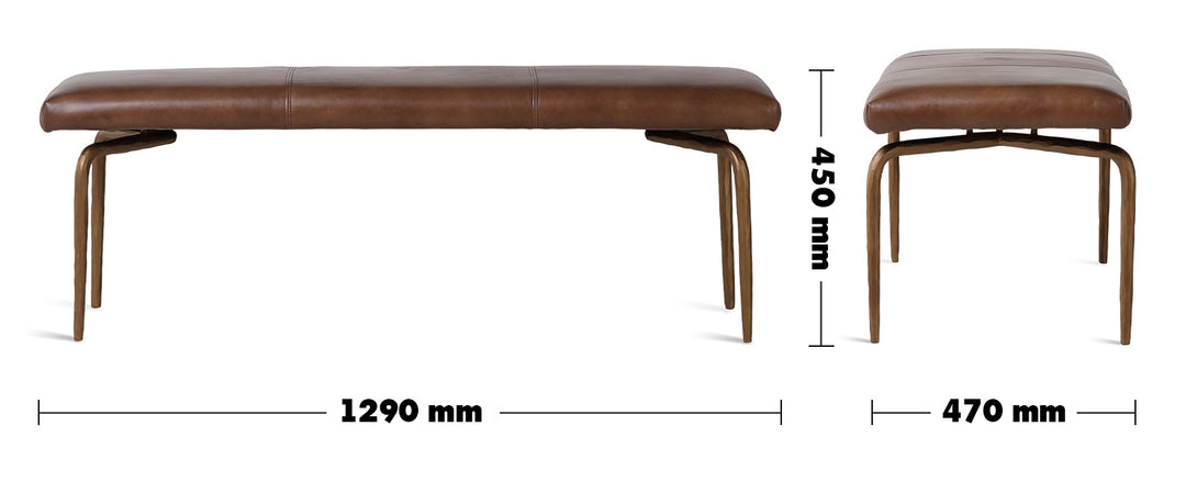 Vintage Genuine Leather Bench MILLER Size Chart