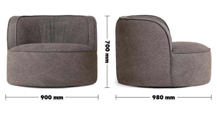 Vintage Fabric Revolving 1 Seater Sofa HULK Size Chart