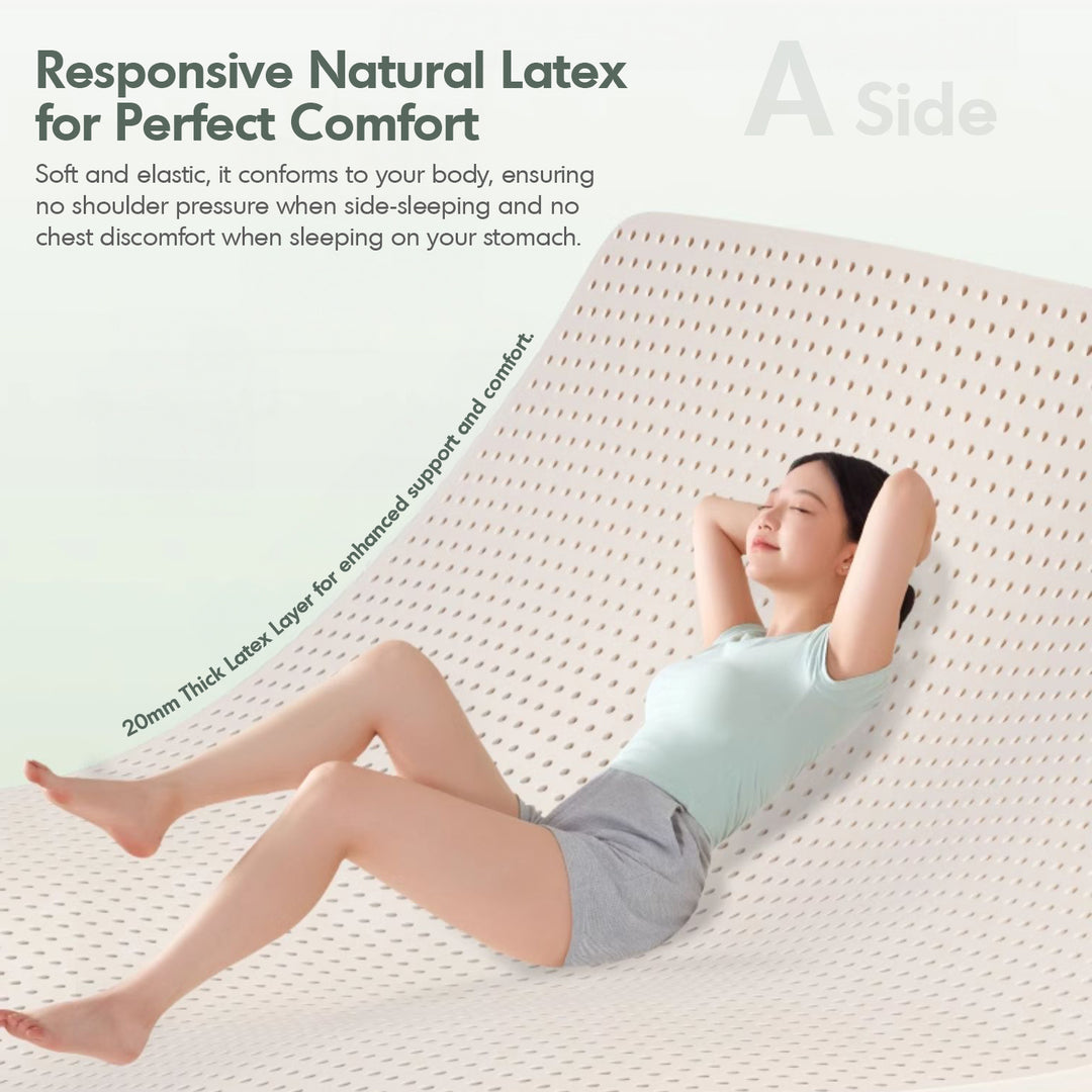 22cm natural latex jute fiber pocket spring double side mattress forest in real life style.