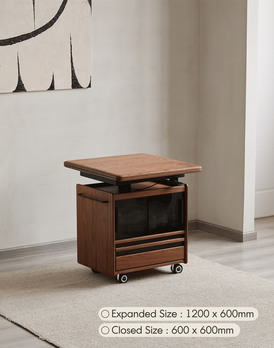 Japandi Walnut Wood Extendable Height Adjustable Coffee Table MIRROR LAKE Good to Know - 2