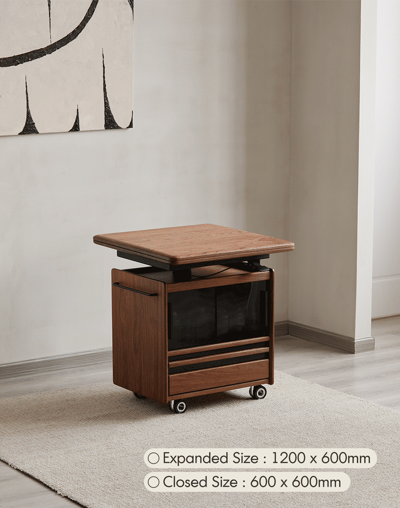 Japandi Walnut Wood Extendable Height Adjustable Coffee Table MIRROR LAKE Good to Know - 2