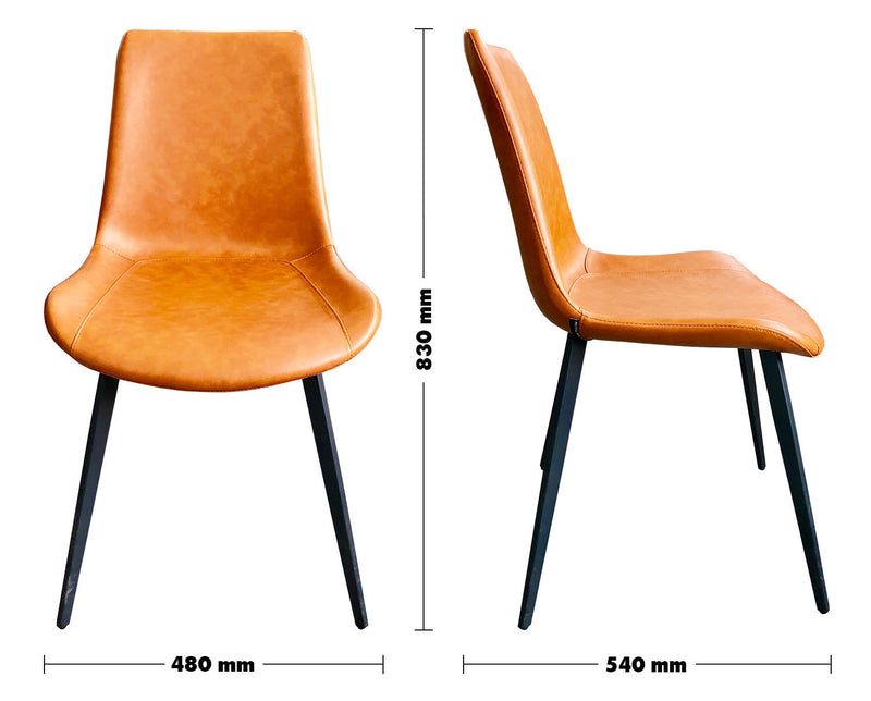 Modern Fabric And Leather Dining Chair METAL MAN N1 Size Chart