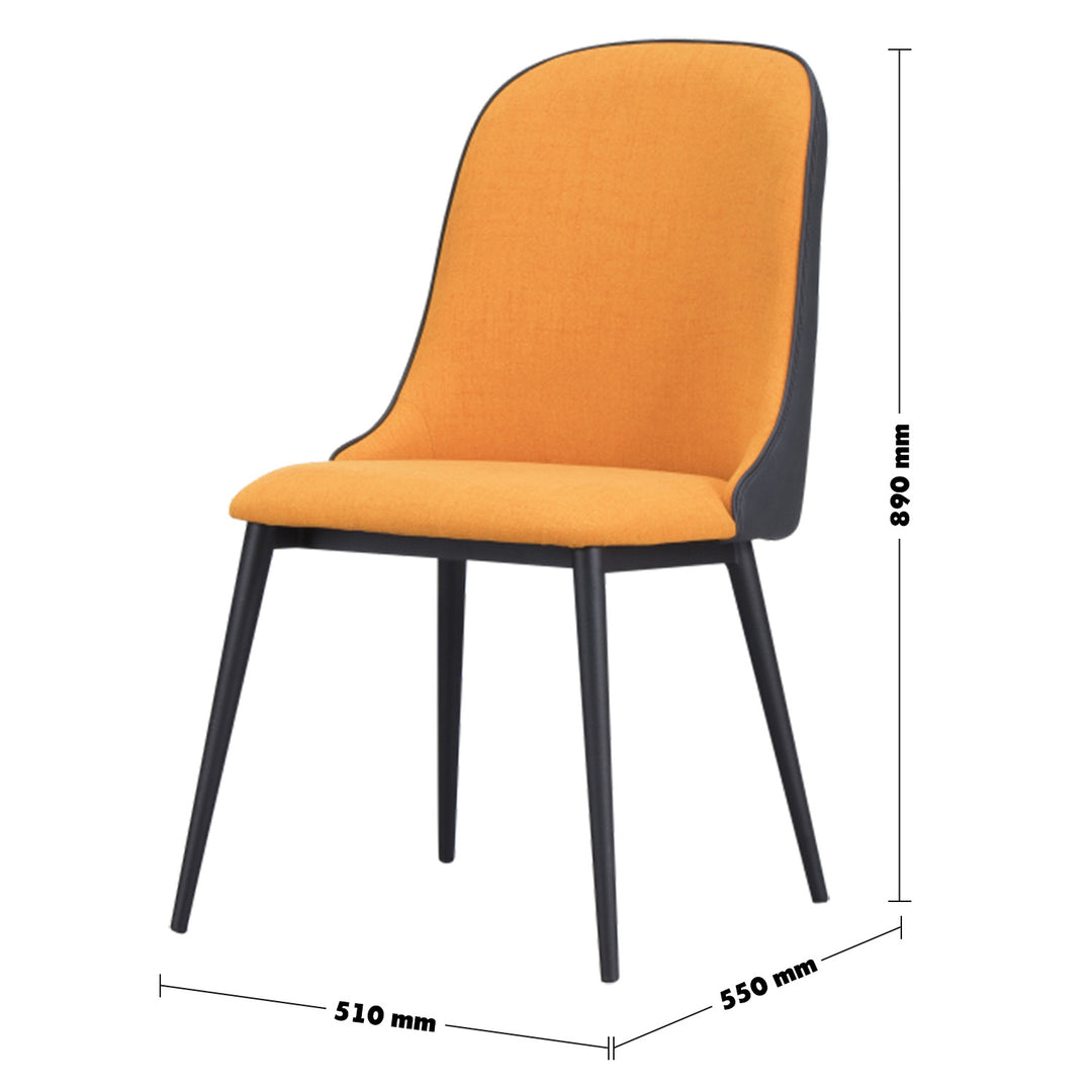 Modern Leather Dining Chair METAL MAN N5 Size Chart