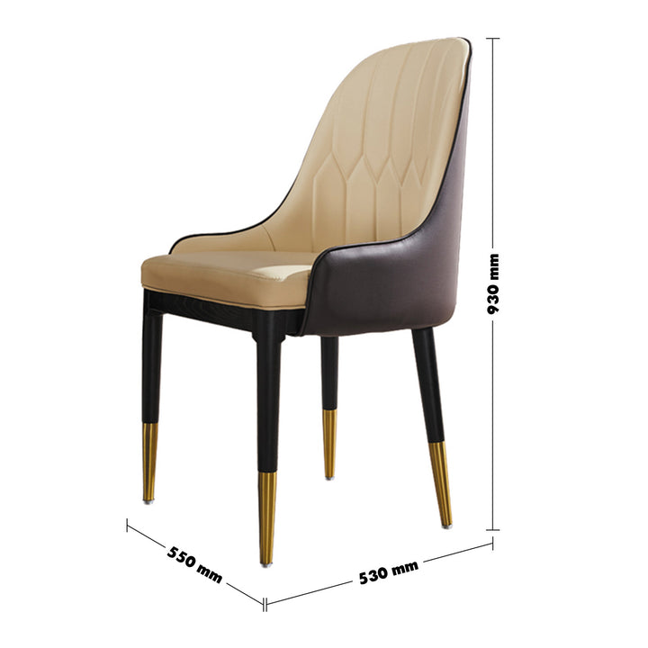 Modern Leather Dining Chair METAL MAN N6 Size Chart