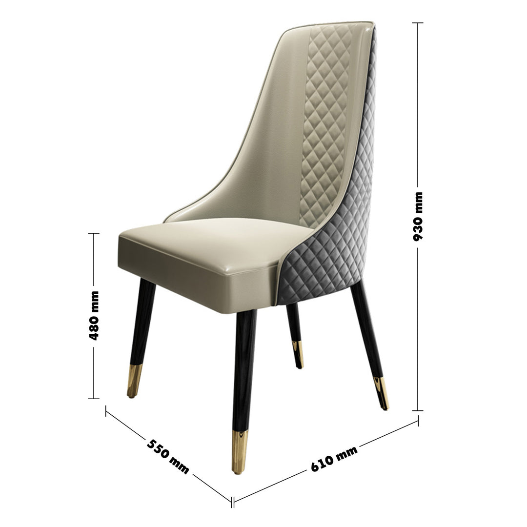 Modern Leather Dining Chair METAL MAN N7 Size Chart