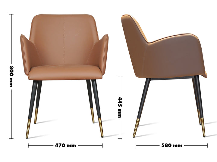 Modern Leather Dining Chair METAL MAN N9 Size Chart