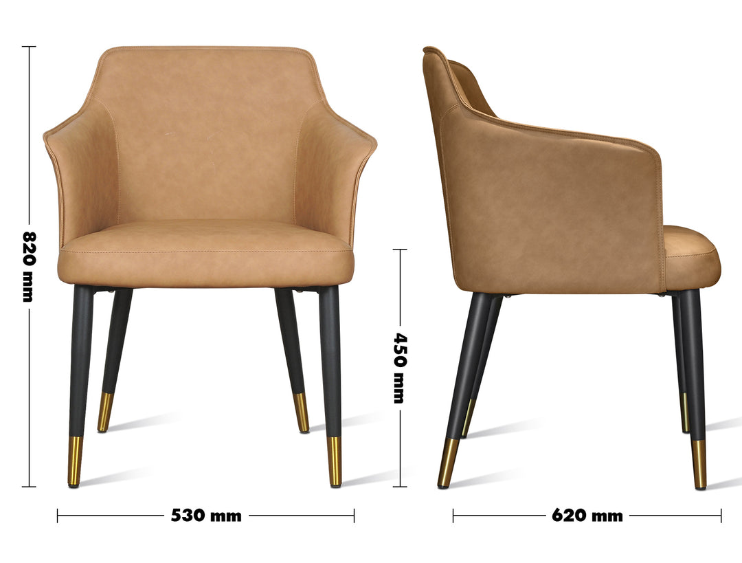 Modern Leather Dining Chair METAL MAN N12 Size Chart