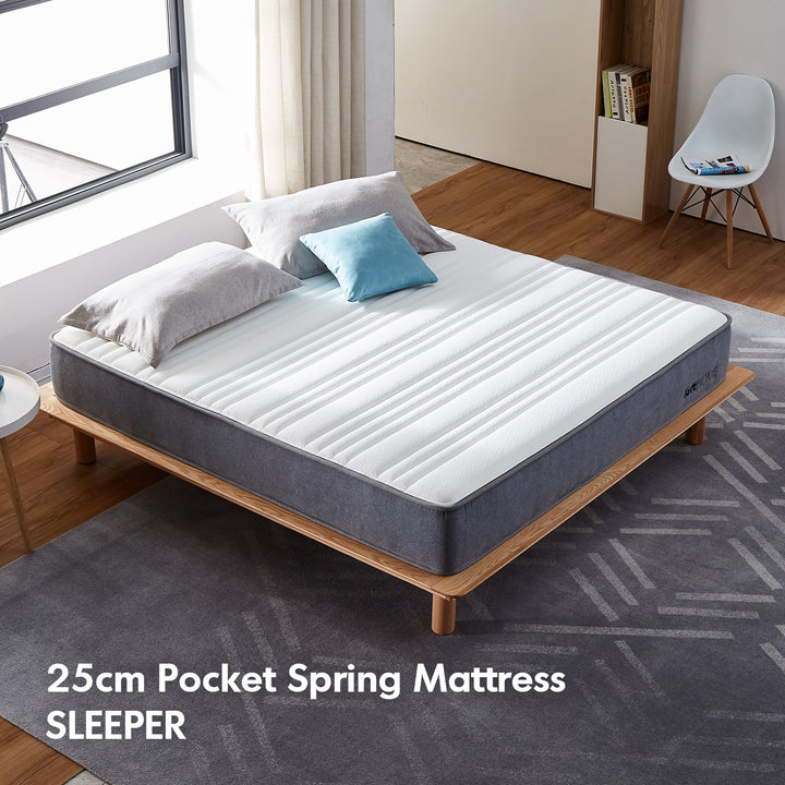 25cm pocket spring mattress sleeper material variants.