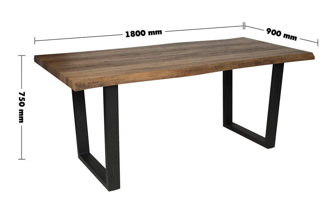 Industrial Wood Dining Table LIVE EDGE Size Chart