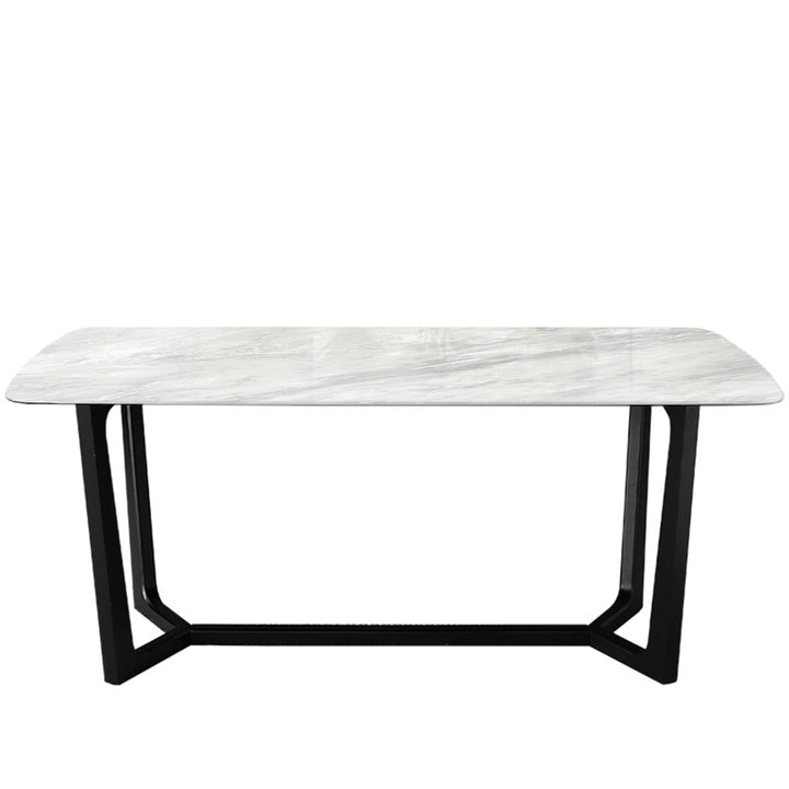 Modern sintered stone dining table chelsea black in still life.