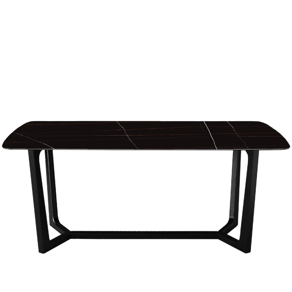 Modern sintered stone dining table chelsea black in white background.