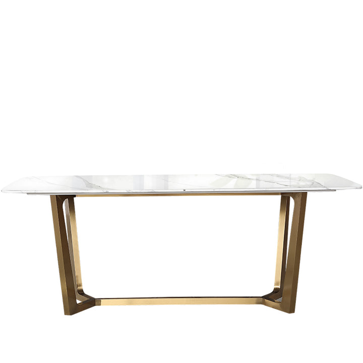 Modern sintered stone dining table chelsea gold in white background.