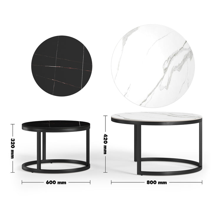 Modern Sintered Stone Coffee Table BLACK Size Chart