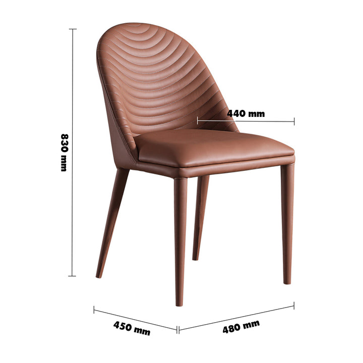Modern PU Leather Dining Chair SIENNA Size Chart