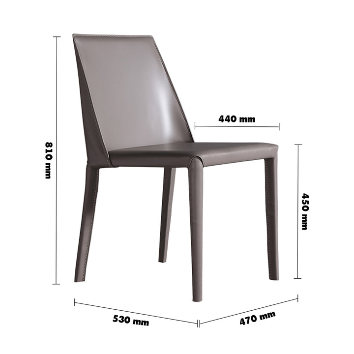 Modern PU Leather Dining Chair SILVER Size Chart