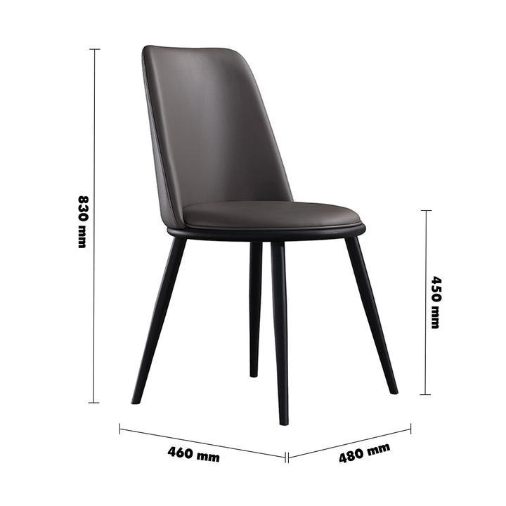 Modern PU Leather Dining Chair DIMGRAY Size Chart