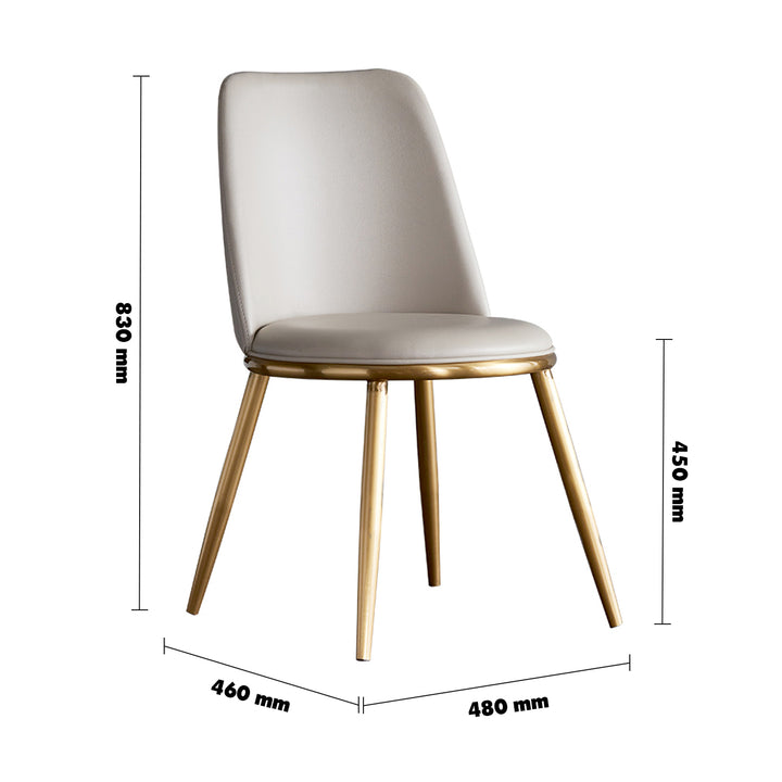 Modern PU Leather Dining Chair SEASHELL Size Chart