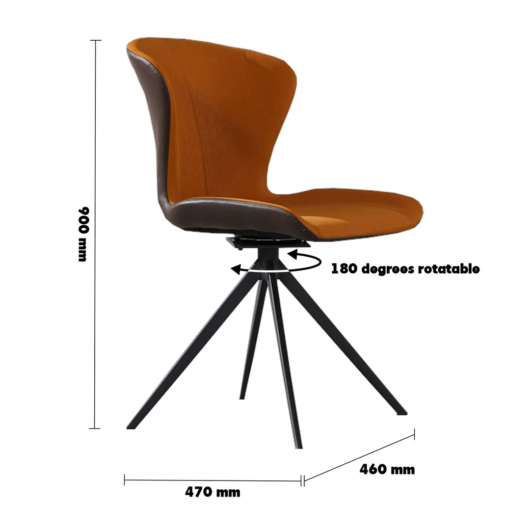 Modern PU Leather Dining Chair AURORA Size Chart