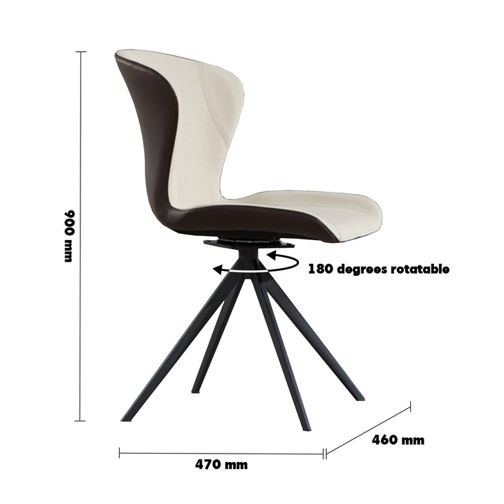 Modern PU Leather Dining Chair NIEVE Size Chart