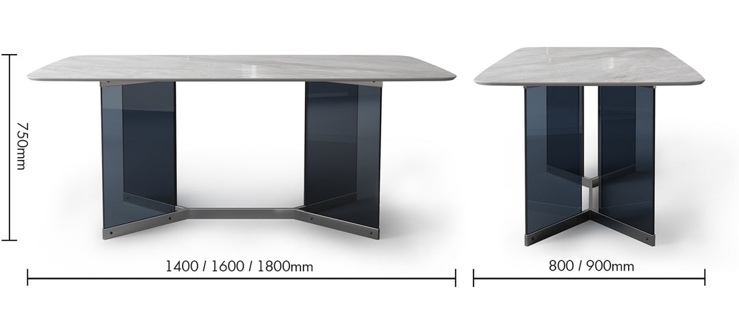 Modern Sintered Stone Dining Table MARIUS Size Chart