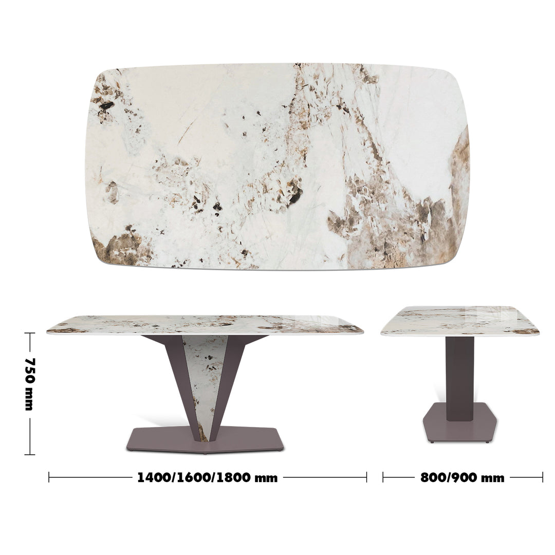 Modern Sintered Stone Dining Table LIBERALITY Size Chart