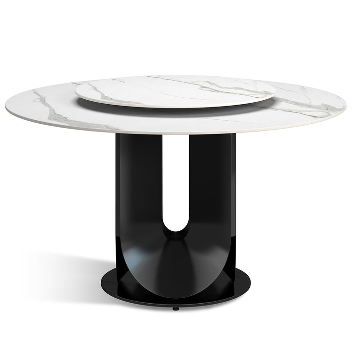 Modern Sintered Stone Round Dining Table HUGO White Background