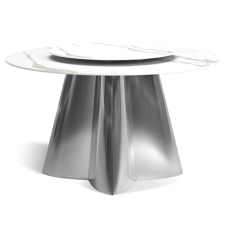 Modern Sintered Stone Round Dining Table DAVI White Background