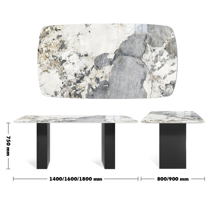 Modern Sintered Stone Dining Table BLAKE Size Chart
