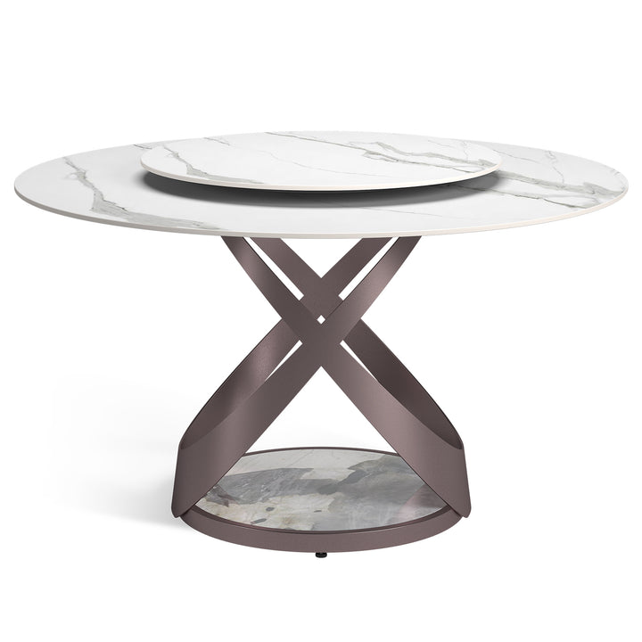 Modern Sintered Stone Round Dining Table COREY White Background