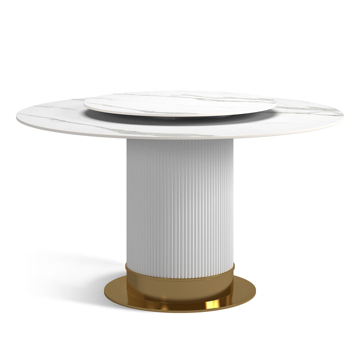 Modern Sintered Stone Round Dining Table COLUMBIA White Background