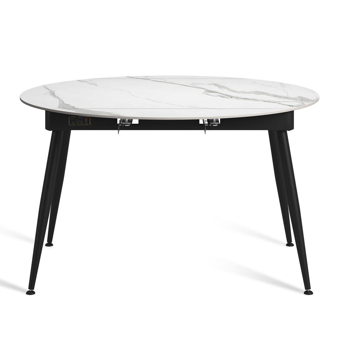 Modern Extendable Sintered Stone Round Dining Table KADY White Background