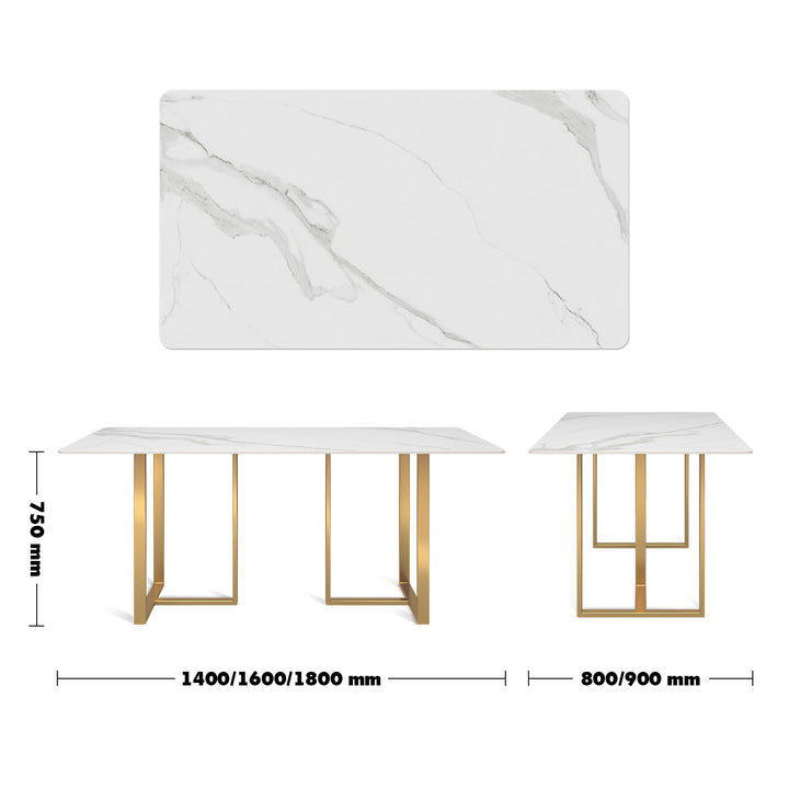 Modern Sintered Stone Dining Table GEMINI GOLD Size Chart