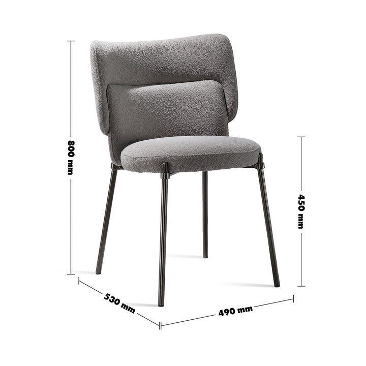 Modern Fabric Dining Chair CLOUD Size Chart