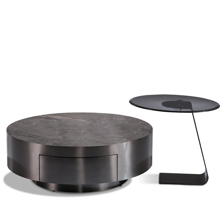 Modern Sintered Stone Coffee Table 2pcs Set BONIS GREY White Background