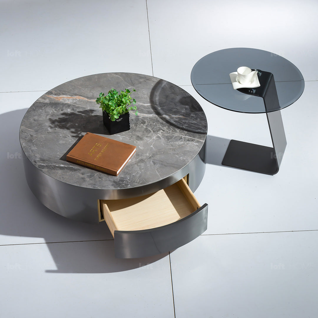 Modern Sintered Stone Coffee Table 2pcs Set BONIS GREY Life Style