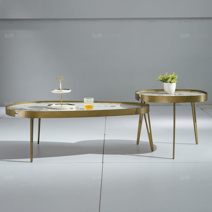 Modern Sintered Stone Coffee Table 2pcs Set LUMIERE BRONZE Life Style